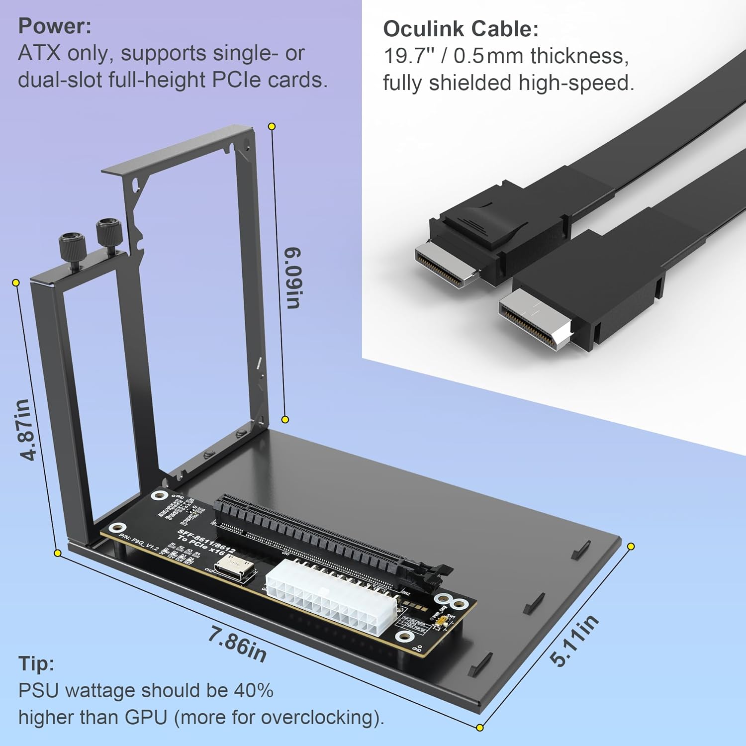 PCIe 4.0 X4 64Gbps EGPU-dock m - Oculink Gpu Dock Station recensie en prijs